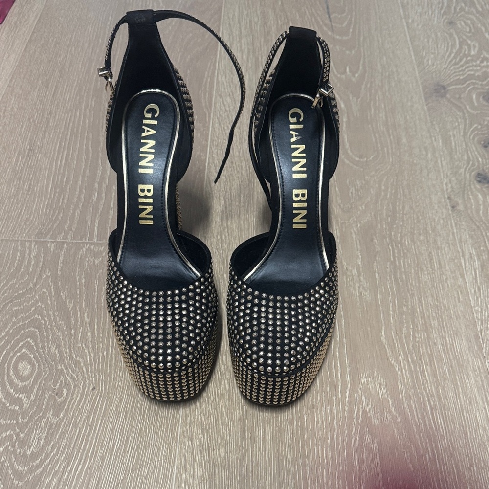 Gianni Bini Black and Silver Studded Heels